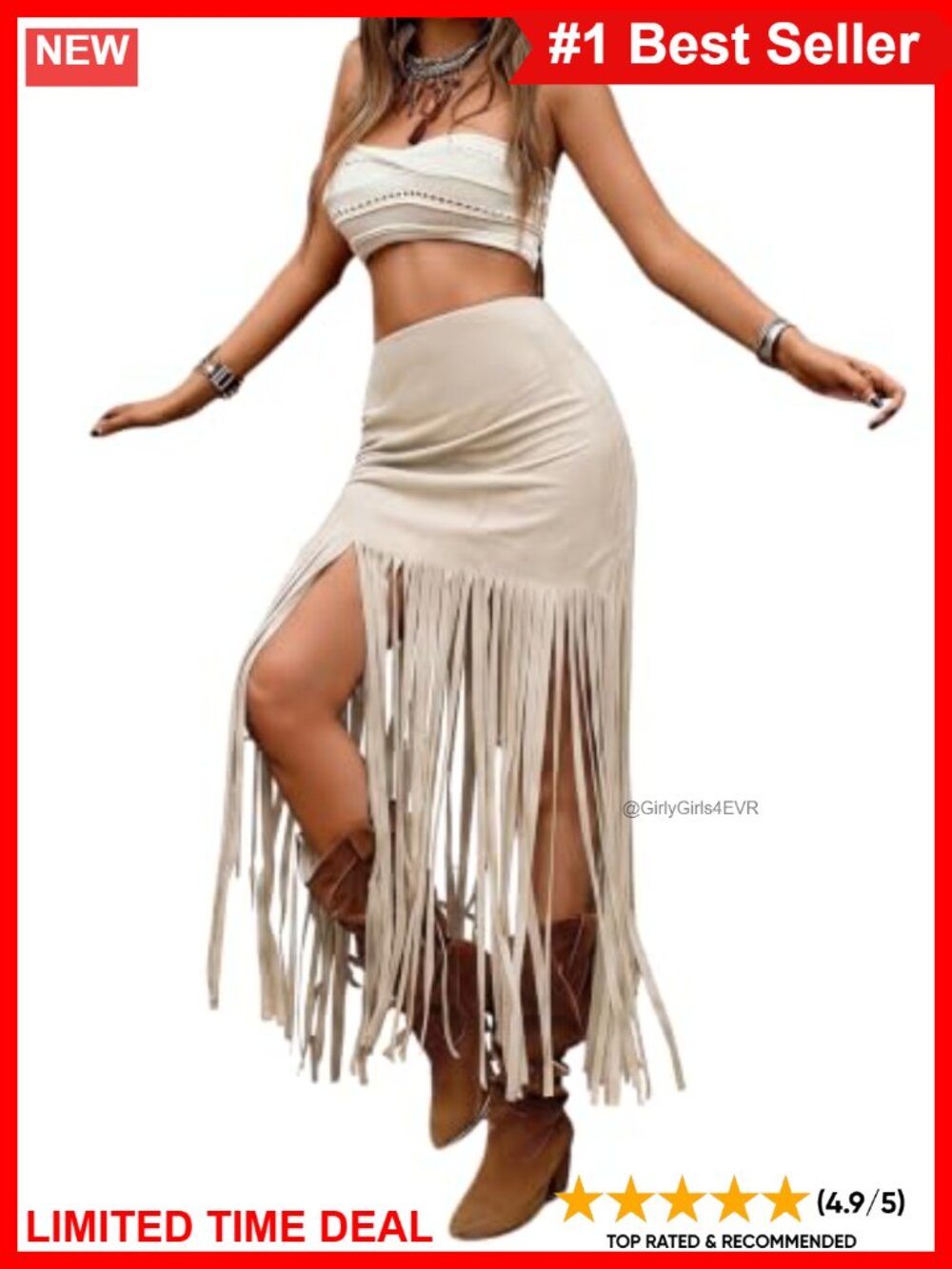 Fringe Western Maxi Skirt High Waisted Tassel Suede